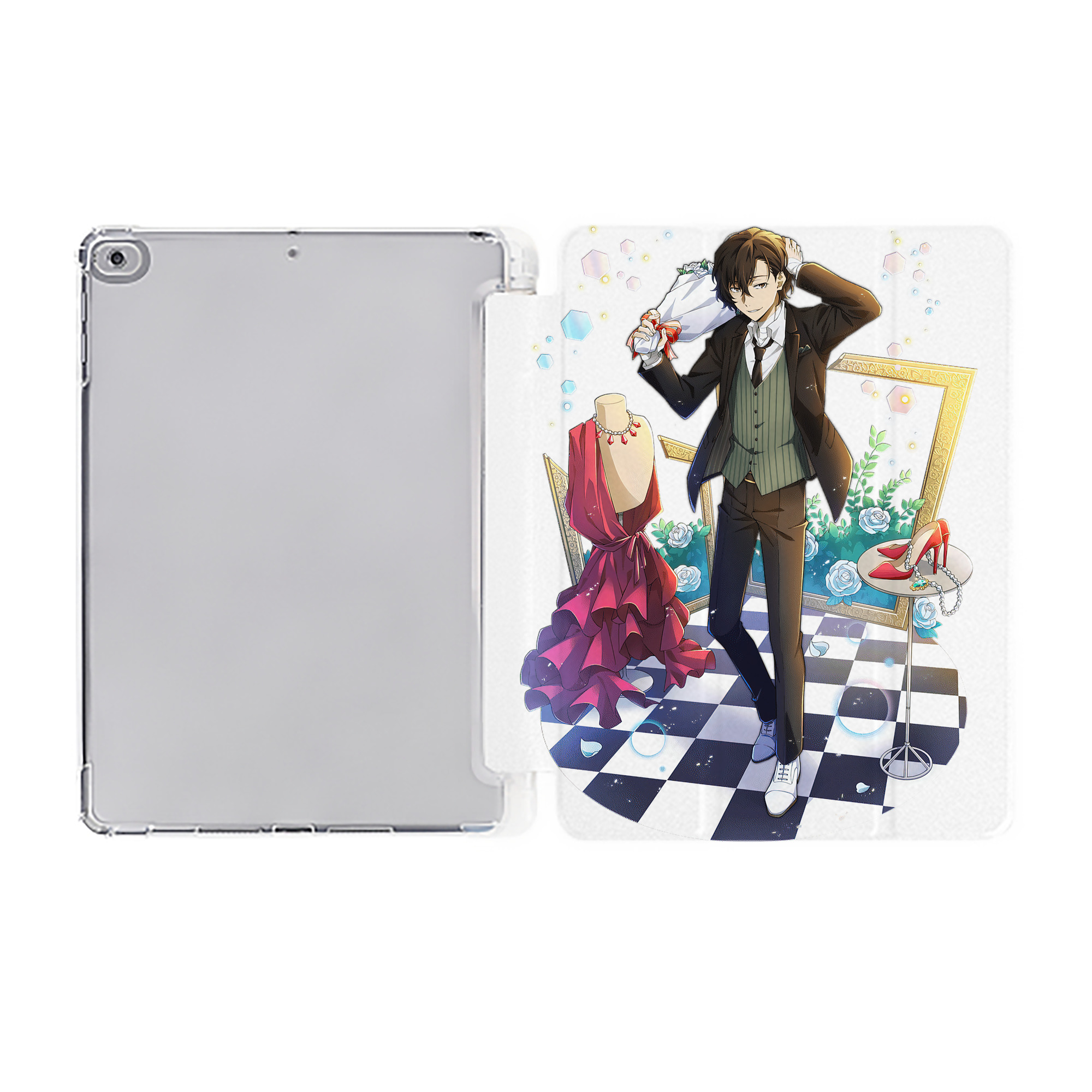 （画像用） 文豪ストレイドッグス Bungo Stray Dogs IPad ケース ペン収納付き 三つ折りスタンド PUレザー×シリコン 対応機種9.5/10.5/10.9インチ